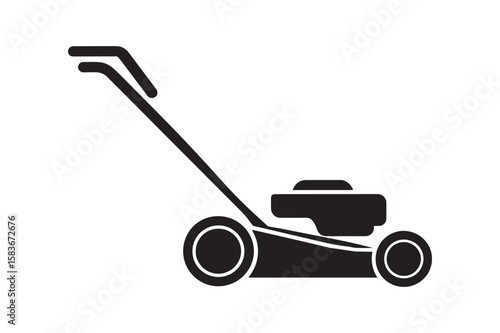 Classic Push Lawn Mower Silhouette Design for Gardening and Yard Care