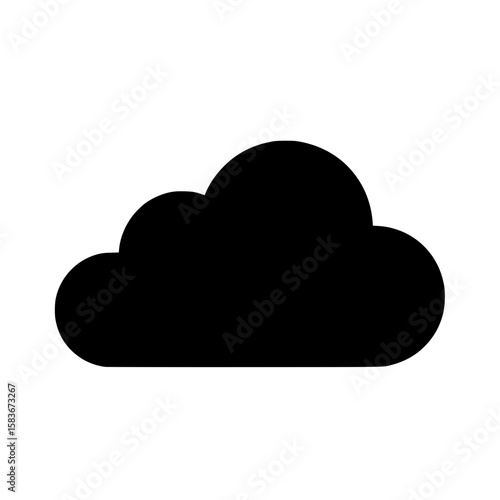 A minimalist black cloud silhouette vector graphic for weather forecasts or cloud computing concepts, silhouette