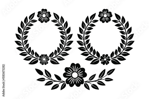 Elegant black and white floral wreath and swag designs