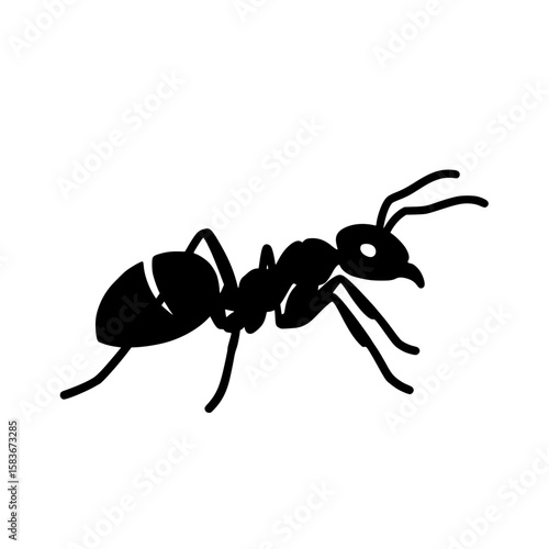 Black ant silhouette vector illustration. A simple insect icon representing entomology or pest control., silhouette