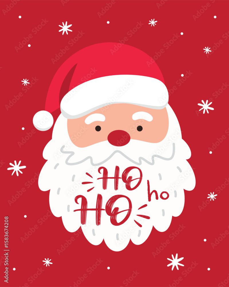Santa Claus Ho Ho Ho – Cute Christmas Vector Illustration,Festive flat vector illustration of Santa Claus with a red hat and white beard,Cheerful holiday design perfect for Christmas cards, posters Santa Claus Ho Ho Ho – Cute Christmas Vector Illustration,Festive flat vector illustration of Santa Claus with a red hat and white beard,Cheerful holiday design perfect for Christmas cards, posters