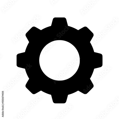 Simple black gear silhouette vector icon. Cogwheel symbol for settings, options, and mechanical engineering., silhouette