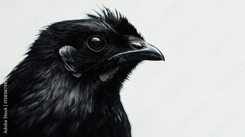 Obraz premium Captivating closeup of a glossy black chicken farm setting animal portrait natural light eye-level view poultry beauty
