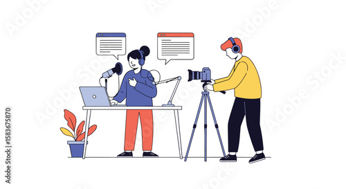 Creative content creators producing engaging audio visual material for digital platforms