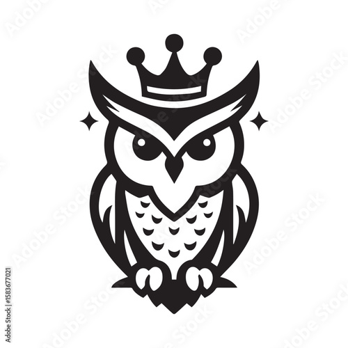 vector logo of an owl wearing a crown