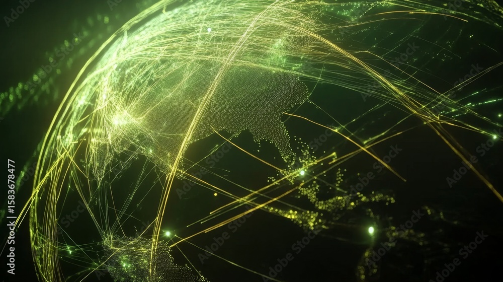Obraz premium Connecting the digital globe global connectivity visualization virtual space infographic high-tech environment 3d perspective