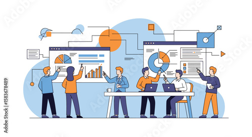Team collaboration and data analysis for business growth and strategic decision making