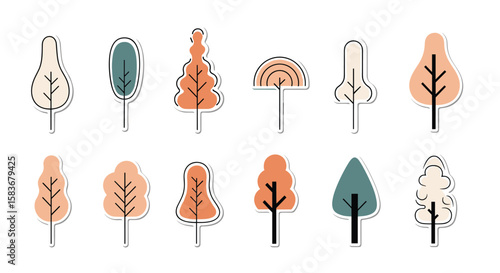 Wallpaper Mural Collection of stylized abstract autumn trees with unique hand drawn design elements and earthy color palette perfect for seasonal decor Torontodigital.ca