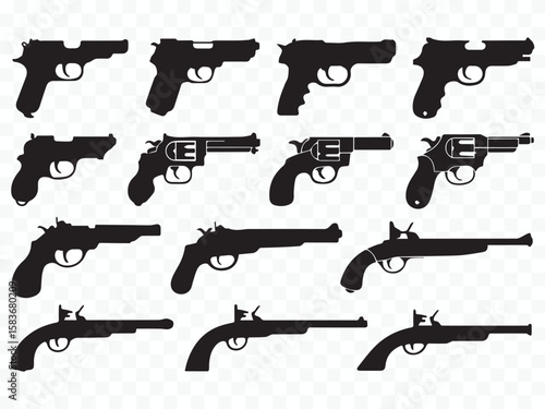 editable gun vector illustration black pistol silhouette with scalable design for posters, advertisements, branding and tactical projects