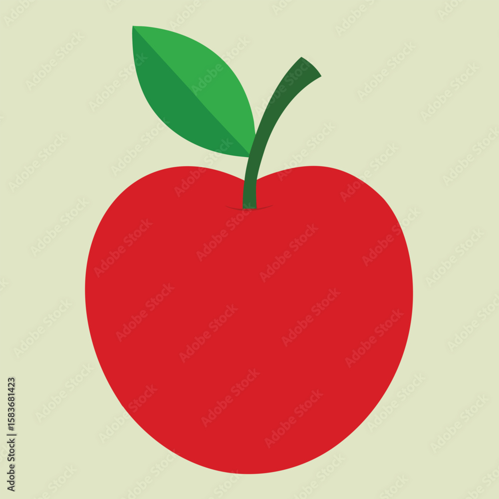Fototapeta premium red apple with left vector illustration