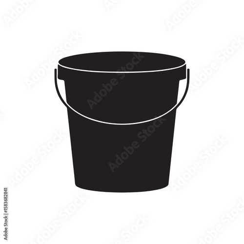 Plastic bucket silhouette vector flat illustration design. on white background