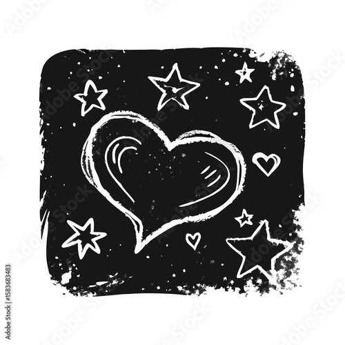 Hand drawn line chalk brush stroke arrow icon set. Chalk crayon underline, check mark, scribble and texture in rough hand sketch style. Drawn heart, frame, star design shapes. Vector illustration