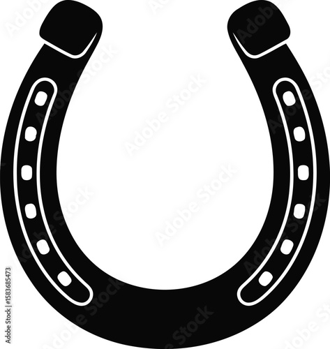 Silhouette of Lucky Horseshoe Vector Illustration, Transparent Background.