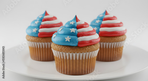 Patriotic American Flag Cupcake Delicious Dessert for Holiday Celebration Food Photography