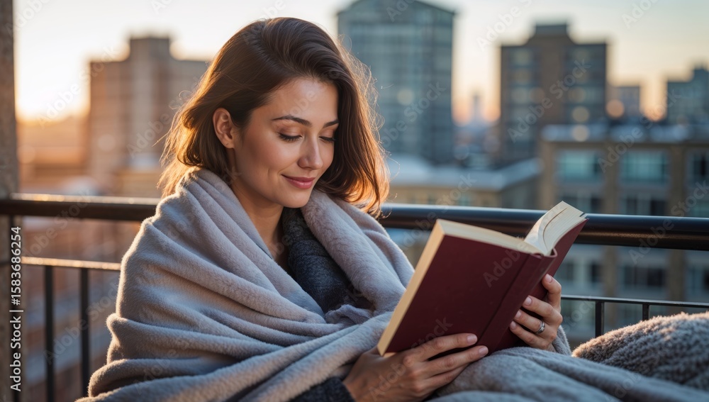 Obraz premium Cozy Reading on the Balcony