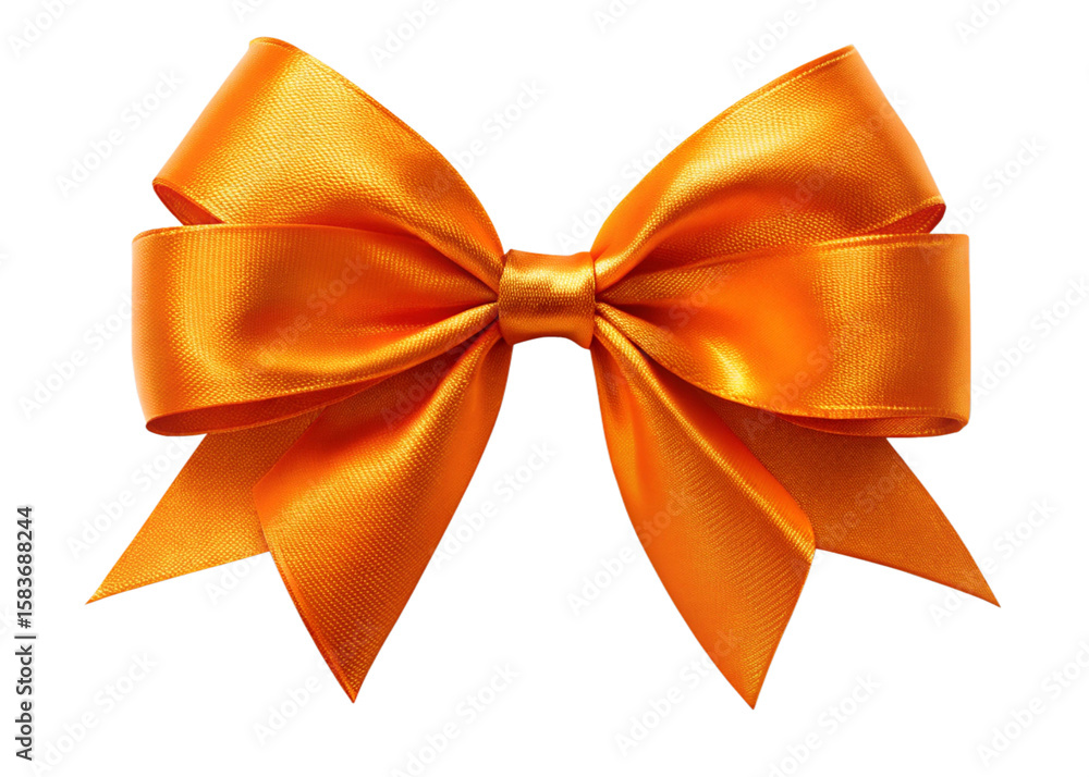 Orange bow isolated on transparent or white background Orange bow isolated on transparent or white background