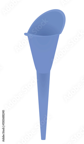 Blue plastic funnel. vector illustration	