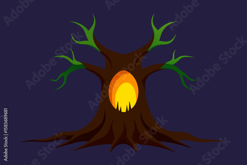 hollow tree glowing from within