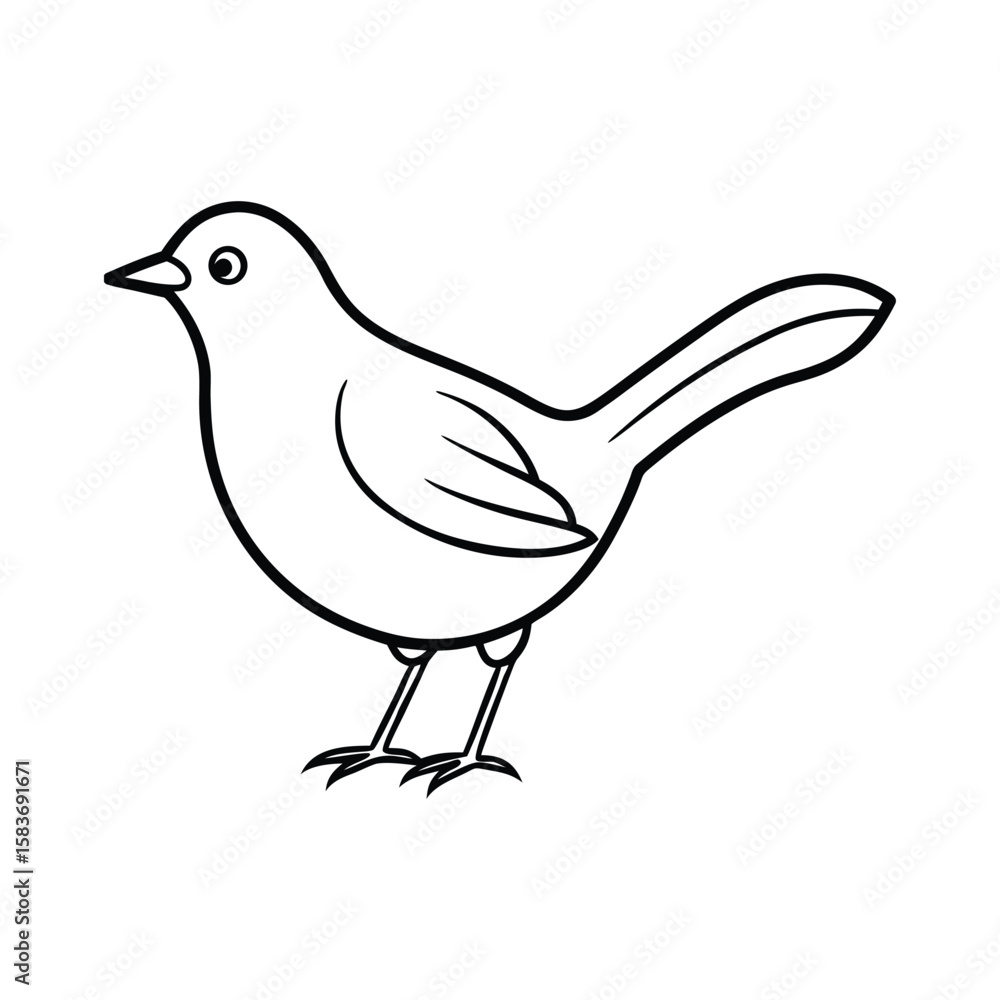 Obraz premium A tapaculo bird line art vector illustration.