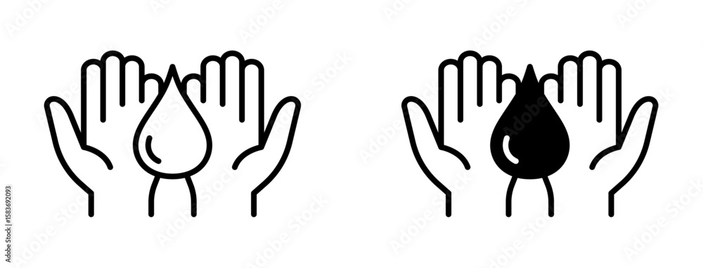 Fototapeta premium Water drop and hand icon