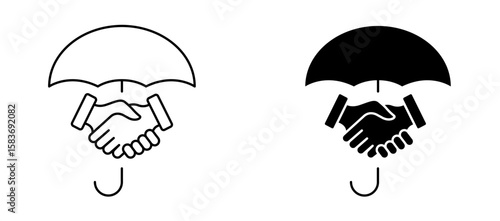 Handshake and umbrella icon