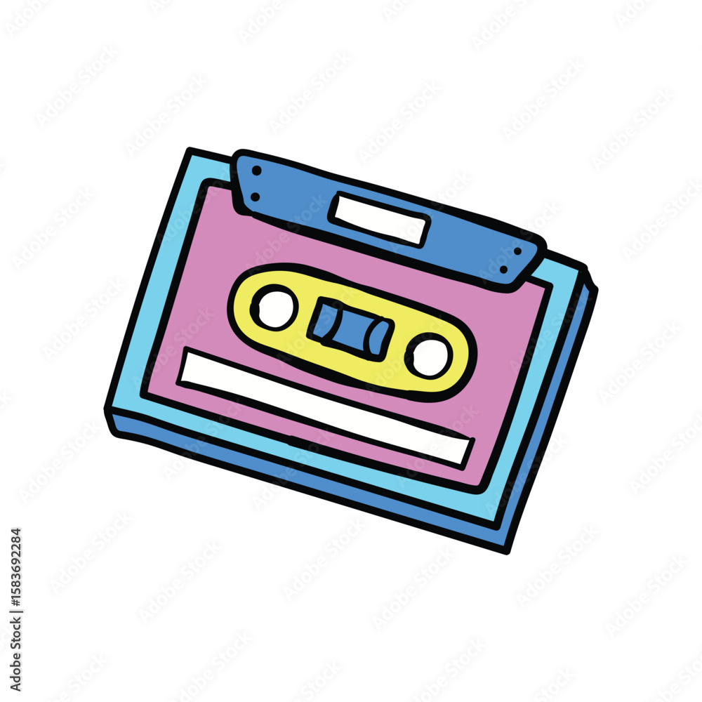 Fototapeta premium Colorful Cartoon Audio Cassette Tape.