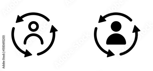 User account and rotating arrow icon