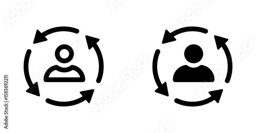 User account and rotating arrow icon