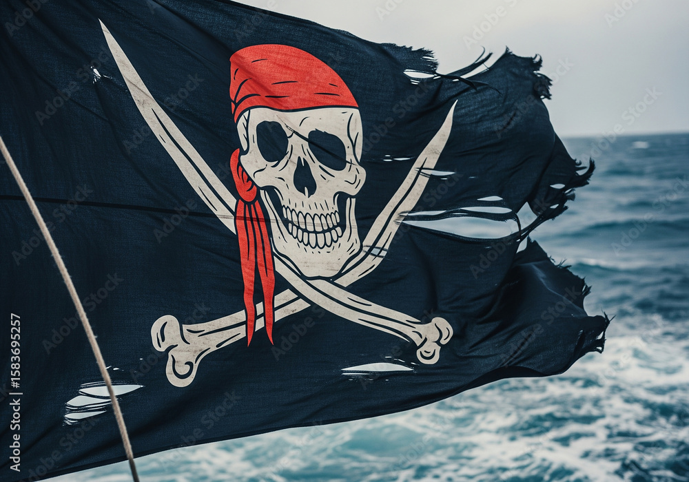 Fototapeta premium drapeau pirate, en gros plan