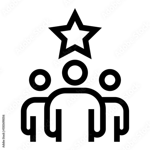 Icono de liderazgo. Guía, influencia positiva y motivación. Una persona al frente con una estrella sobre su cabeza y otras detrás. Ilustración vectorial