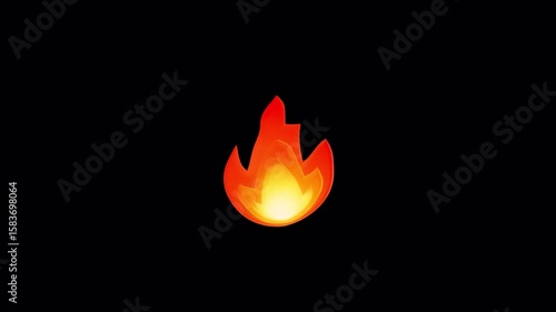 Fire Emoji Animated on Alpha channel, transparent background. Loop animation. 3D