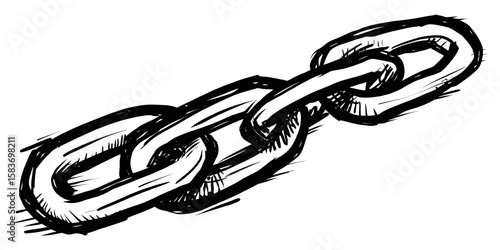 Sketch of metal chain links in detailed hand-drawn style  