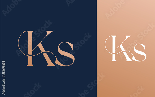 Initial letter KS SK logo design vector illustration for couple, wedding, and business
