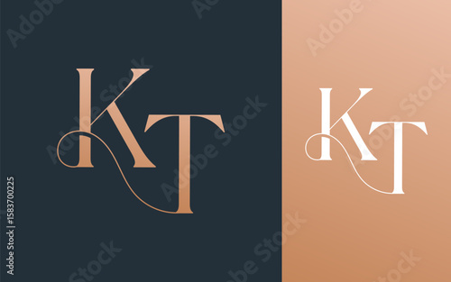 Initial letter KT TK logo design vector illustration for couple, wedding, and business