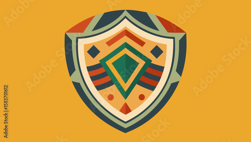 Multilayered African Inspired Shield Geometric Vector Art