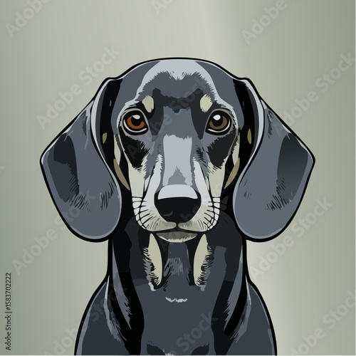 Portrait of a dachshund dog looking forward with large ears and expressive eyes