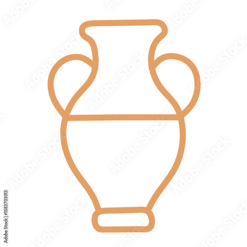 Ancient Amphora Outline Icon: A classic outline vector icon of an ancient amphora or ceramic vase, symbolizing historical artifacts, pottery, and archaeological finds from classical civilizati