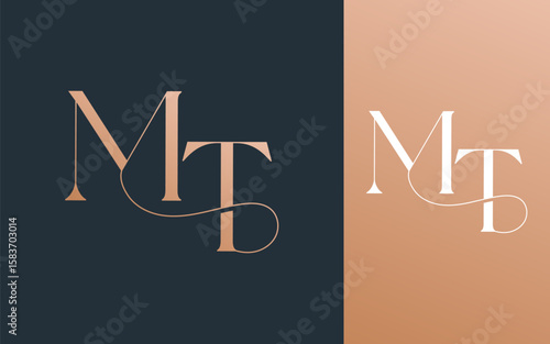 Initial letter MT TM logo design vector illustration for couple, wedding, and business