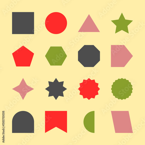 Abstract geometric shape. Stars, box, lines and circles shapes.  Elements design.