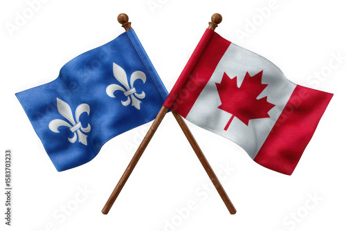 Quebec and canada flags isolated on transparent background