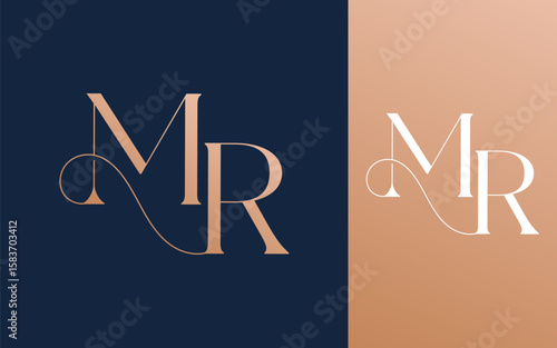 Initial letter MR RM logo design vector illustration for couple, wedding, and business