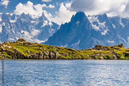 Bild auf Leinwand Beautiful mountain landscapes of the Alps on Tour du Montblanc hike
