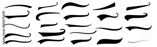
Elegant text tails swoosh Vector, calligraphy swirls for logo design, decoration. Varied thickness, curvature. Simple to complex shapes. 