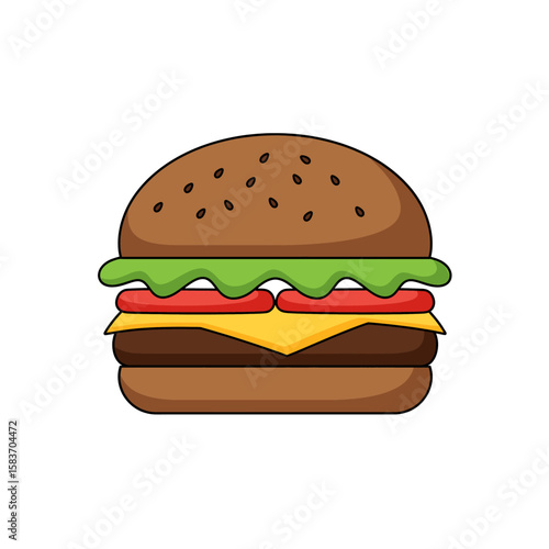 Hamburger Symbol Brown Flat Icon Clear Food Design