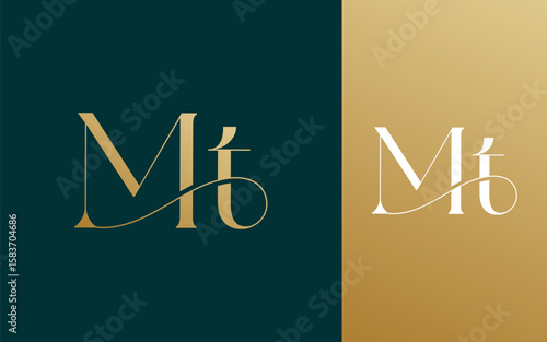 Initial letter MT TM logo design vector illustration for couple, wedding, and business