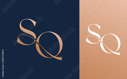Initial letter SQ QS logo design vector illustration for couple, wedding, and business