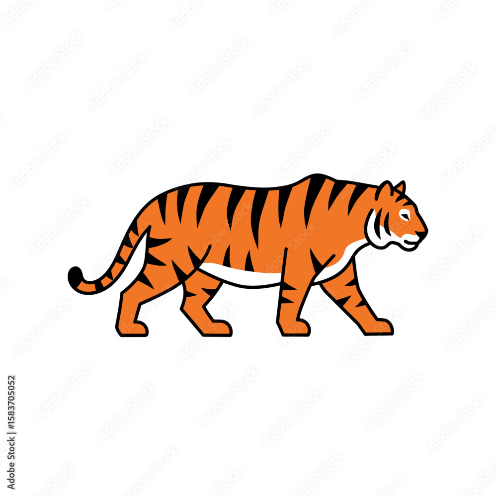 Obraz premium Walking Tiger Icon: Powerful Striped Predator