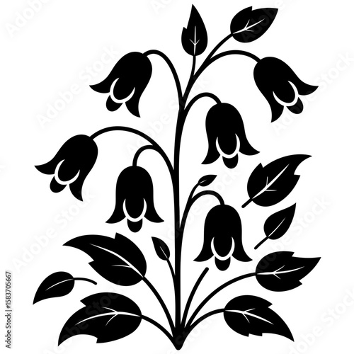 Silhouette of floral arrangement with bells