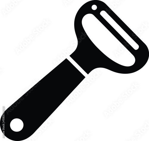 Simple black silhouette of a vegetable peeler kitchen utensil