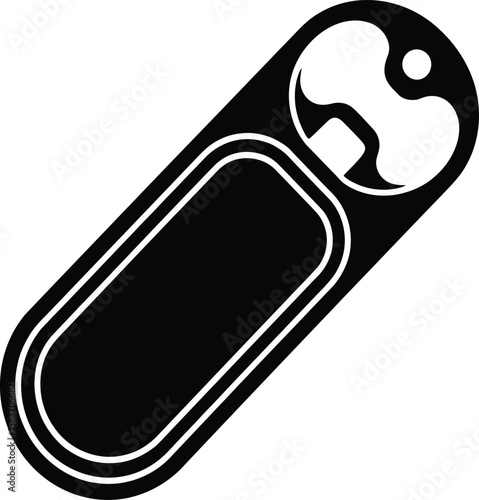 Simple black silhouette of a bottle opener with a blank space